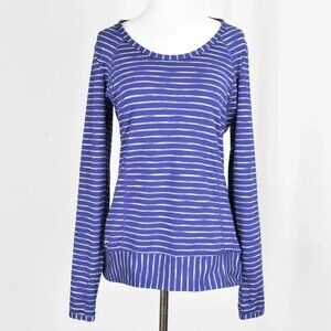 Athleta Women's Size M Blue Striped Active Top Shirt Running Yoga